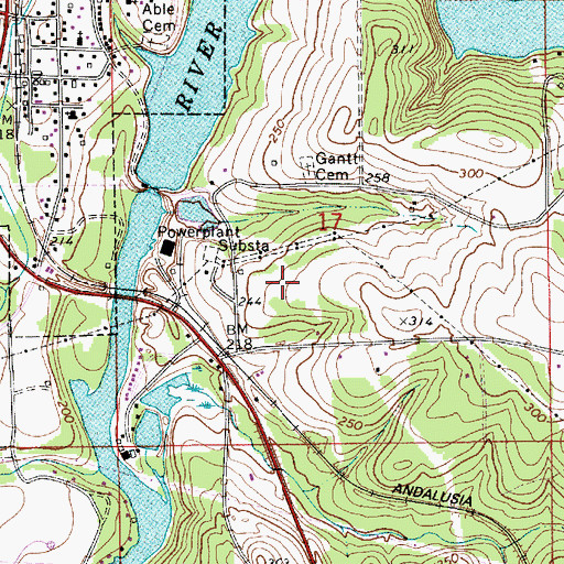 Topographic Map of Alabama Electric Cooperative McWilliams Plant, AL