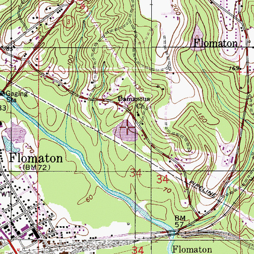 Topographic Map of Flomaton Sewage Lagoon, AL