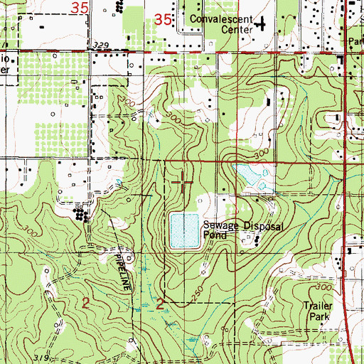 Topographic Map of South Alabama Utilities Citronelle Lagoon, AL