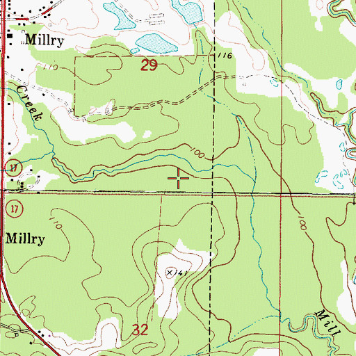 Topographic Map of Millry Sewage Lagoon, AL