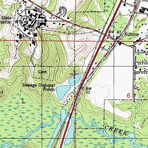Topographic Map of Alabama Department of Mental Health Searcy Hospital Lagoon, AL