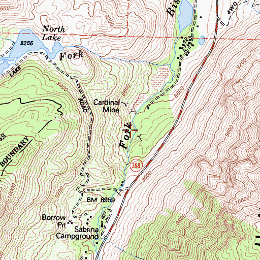 Topographic Map of Cardinal Mine, CA