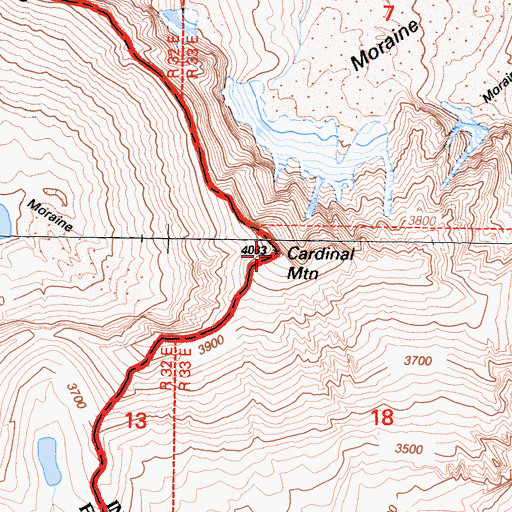 Topographic Map of Cardinal Mountain, CA
