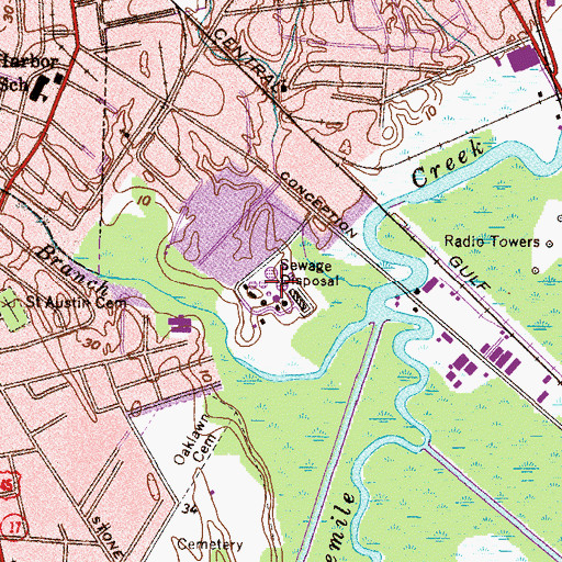 Topographic Map of Wright Smith Wastewater Treatment Plant, AL