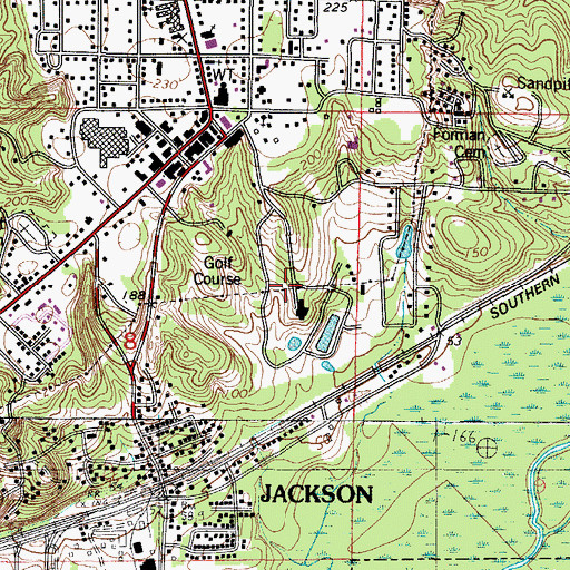Topographic Map of Jackson Links Golf Course, AL