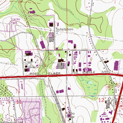 Topographic Map of Wise Shopping Center, AL