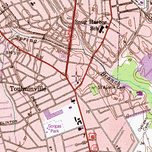 Topographic Map of Versailles Mini Mall, AL