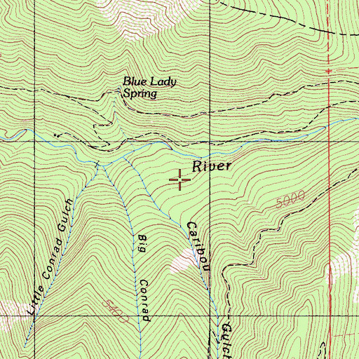 Topographic Map of Caribou Gulch, CA