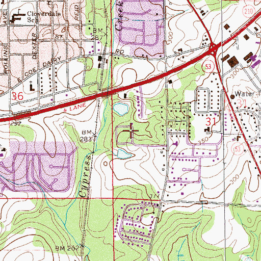 Topographic Map of Grand Villa Mobile Estates, AL