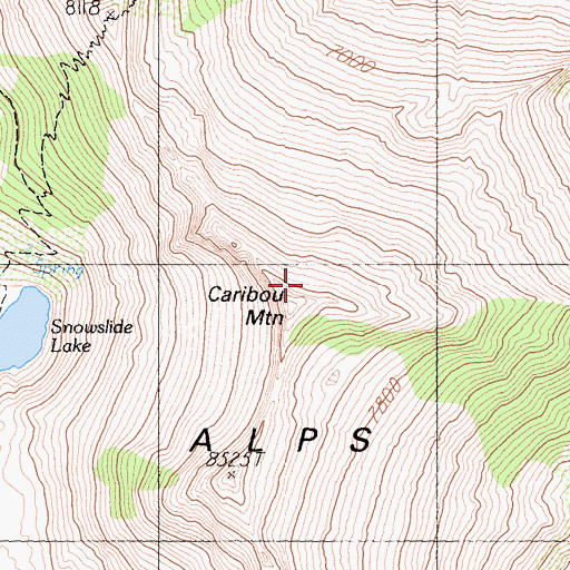 Topographic Map of Caribou Mountain, CA