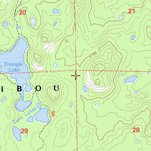 Topographic Map of Caribou Peak Wild Area, CA