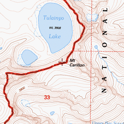 Topographic Map of Mount Carillon, CA