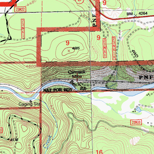 Topographic Map of Carmack Mine, CA