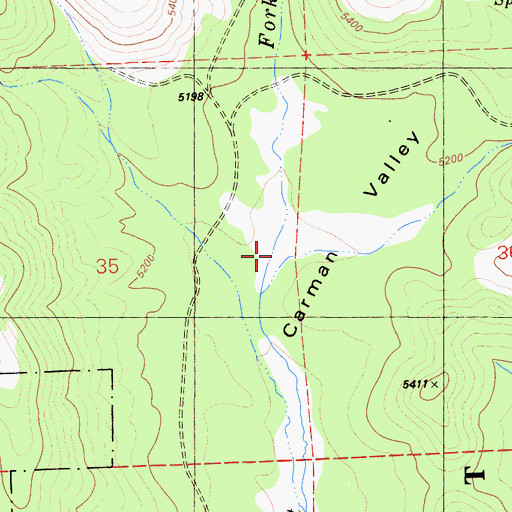 Topographic Map of Carman Valley, CA