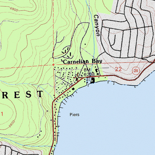 Topographic Map of Carnelian Bay, CA