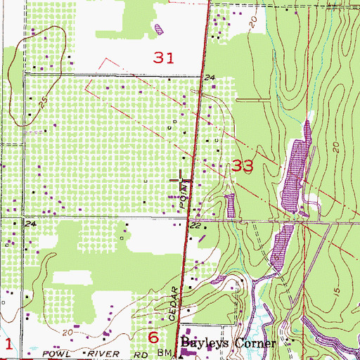 Topographic Map of Pecan Grove Trailer Park, AL