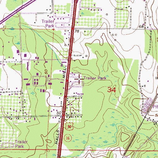Topographic Map of Shepherds Mobile Home Park, AL