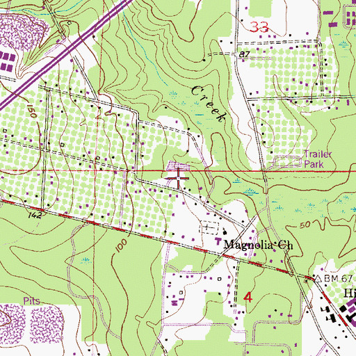 Topographic Map of Plantation Square Estates Mobile Home Park, AL