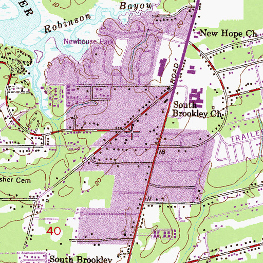 Topographic Map of Cooper Mobile Home Park, AL