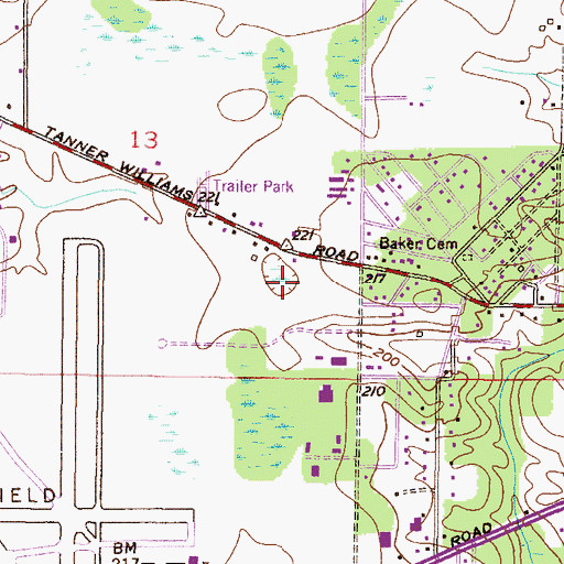 Topographic Map of Park Place of West Mobile Trailer Park, AL
