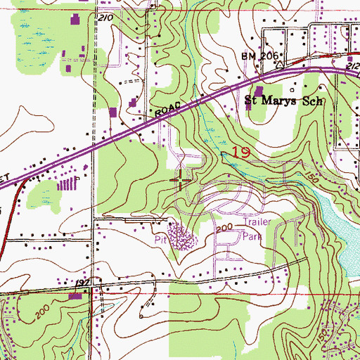 Topographic Map of Green Park West Mobile Home Park, AL