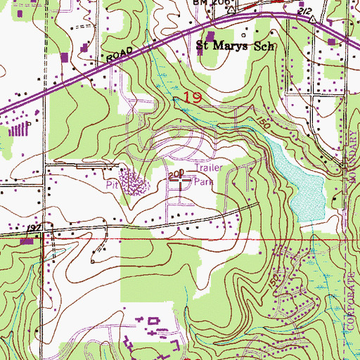 Topographic Map of Pleasant Mobile Home Park, AL