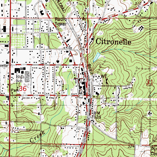 Topographic Map of Mobile County Health Department Citronelle Clinic, AL