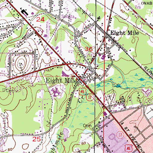 Topographic Map of Mobile County Health Department Eight Mile Clinic, AL