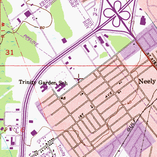 Topographic Map of Trinity Gardens Community Library, AL