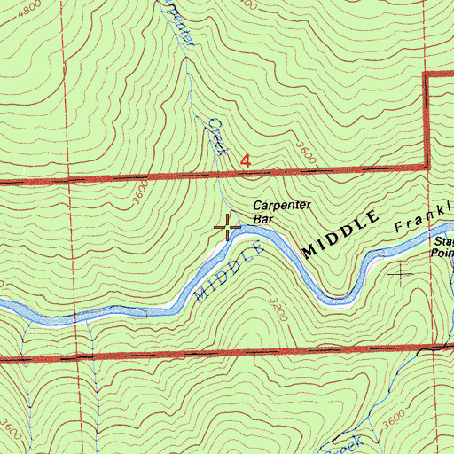 Topographic Map of Carpenter Creek, CA