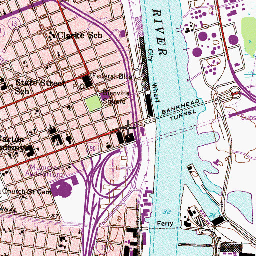 Topographic Map of Gulf Coast Exploreum, AL