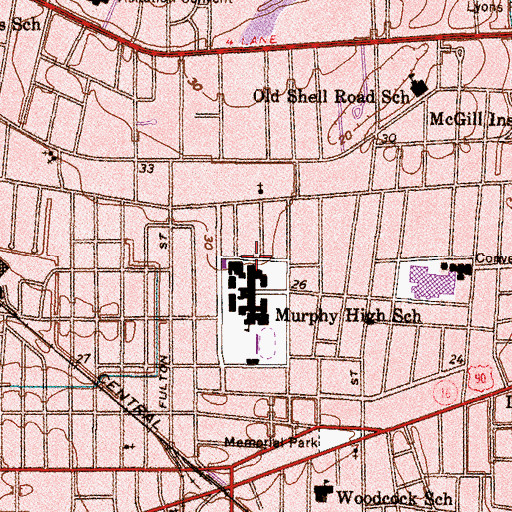 Topographic Map of Carlen House Museum, AL