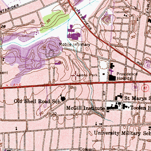 Topographic Map of Mobile Medical Museum, AL