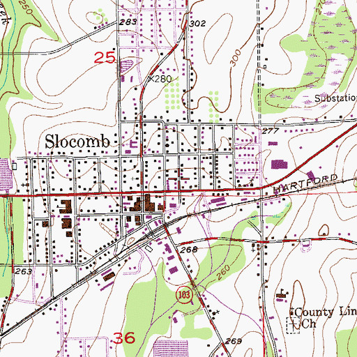 Topographic Map of Slocomb Public Library, AL