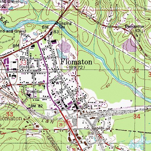 Topographic Map of Flomaton Public Library, AL