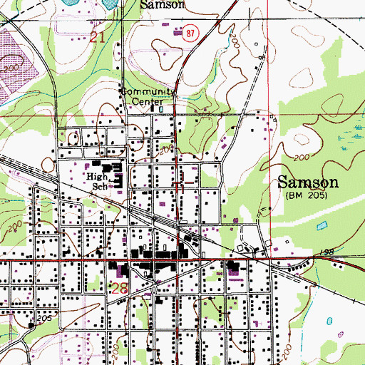 Topographic Map of Samson Public Library, AL