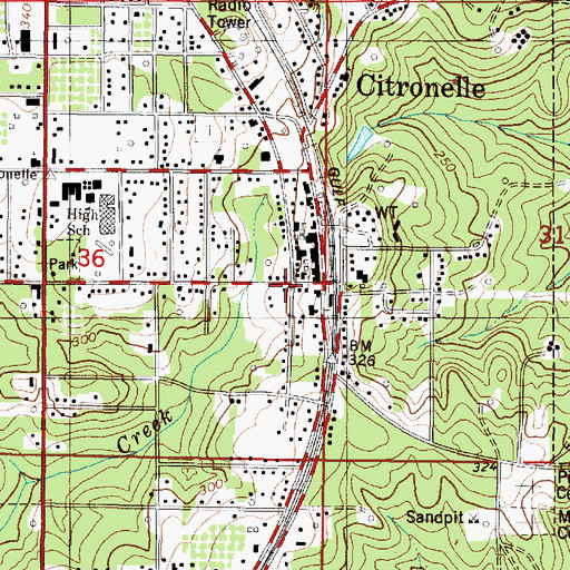 Topographic Map of Citronelle Memorial Library, AL