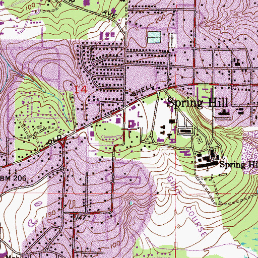Topographic Map of Mobile Public Library Monte L Moorer - Springhill Branch, AL