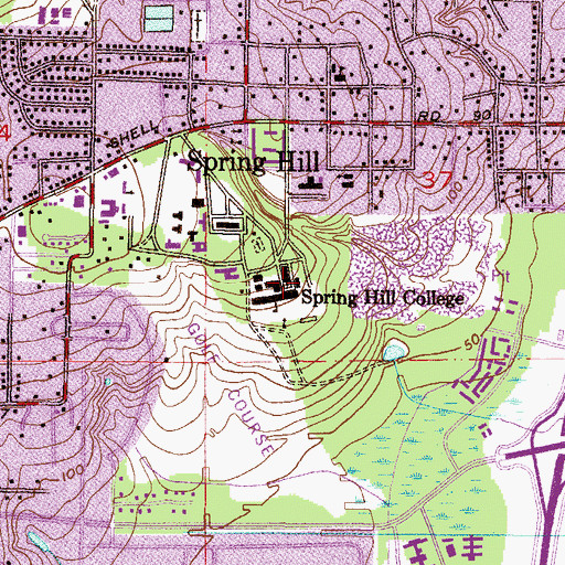 Topographic Map of Spring Hill College Administration Building, AL