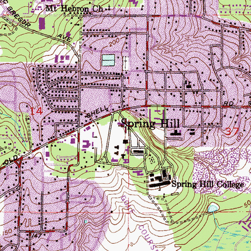 Topographic Map of Spring Hill College O'Leary Hall, AL