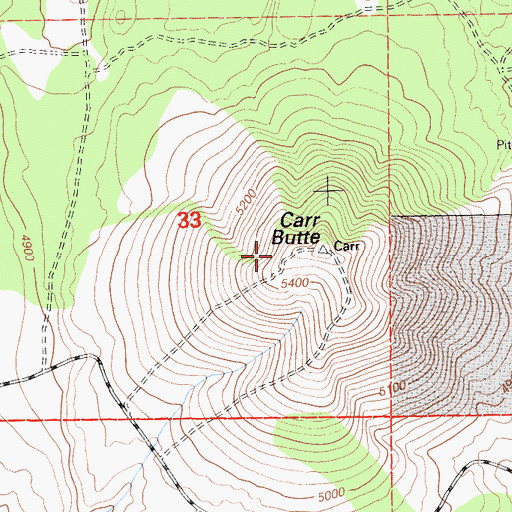 Topographic Map of Carr Butte, CA