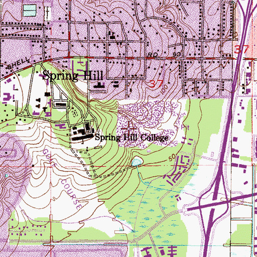 Topographic Map of Spring Hill College New Residence Hall, AL