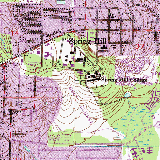 Topographic Map of Spring Hill College Fairway Apartments C, AL