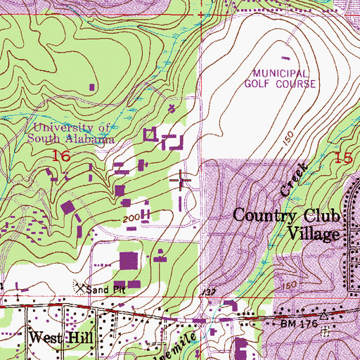 Topographic Map of University of South Alabama Main Campus Instructional Laboratory Building, AL