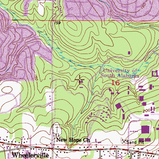 Topographic Map of University of South Alabama Main Campus Laboratory of Molecular Biology, AL
