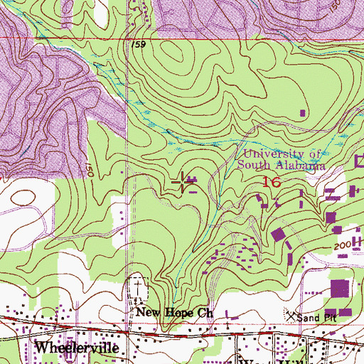 Topographic Map of University of South Alabama Main Campus Molecular Research Center II, AL