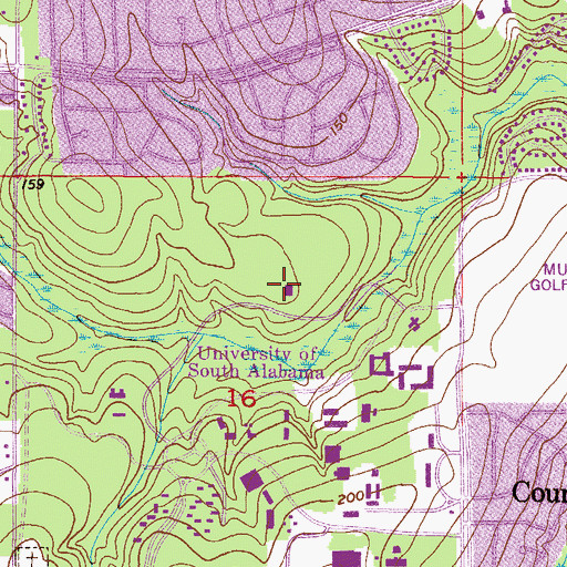 Topographic Map of University of South Alabama Main Campus Cancer Center and Clinical Building, AL