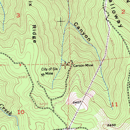 Topographic Map of Carson Mine, CA