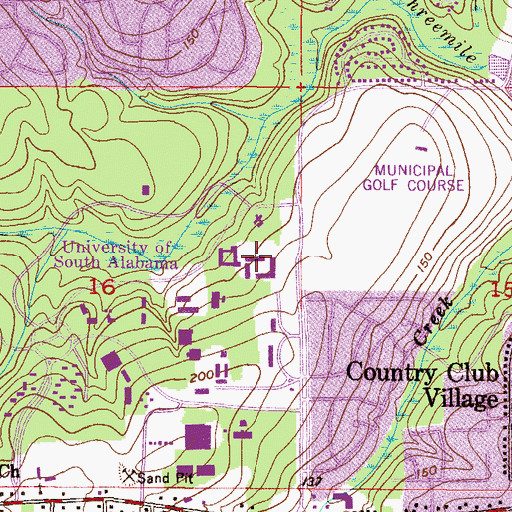 Topographic Map of University of South Alabama Main Campus Charles M Baugh Biomedical Library, AL