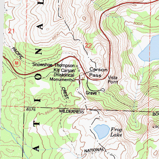 Topographic Map of Carson Pass, CA